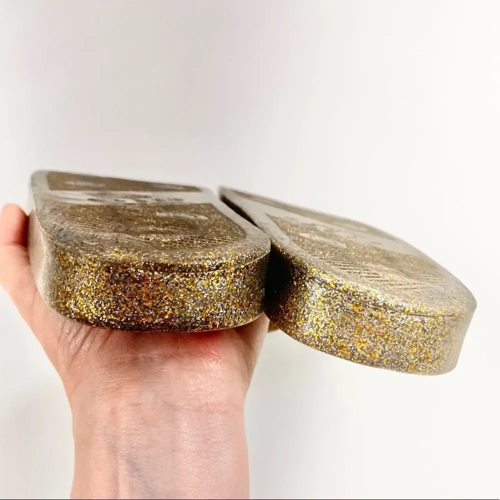 Melissa gold glitter beach slide sandal 8
